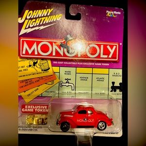 Johnny Lightning Monopoly Car. Die Cast Kentucky Avenue, 1937 Ford Coupe (Red)